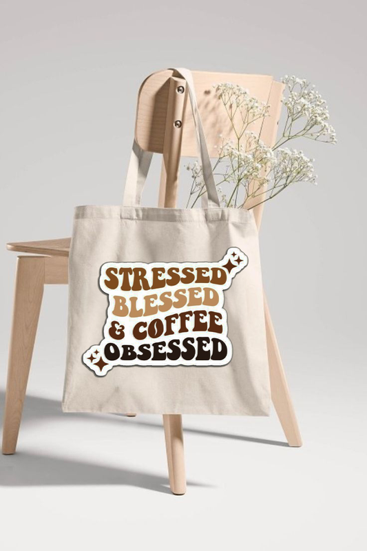 "Stressed Coffe" Printed Tote Bag