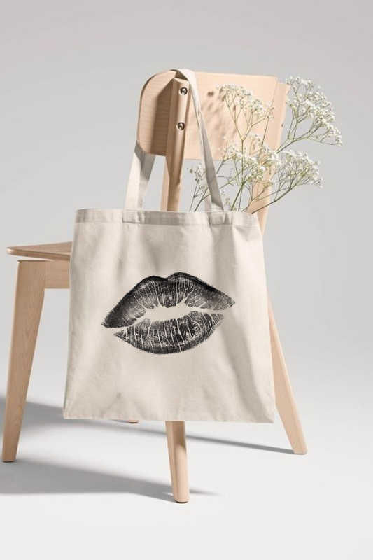 "Bold Lips" Printed Tote Bag