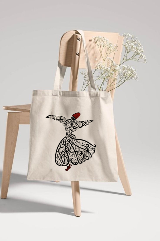 "Calligraphy Man" Printed Tote Bag