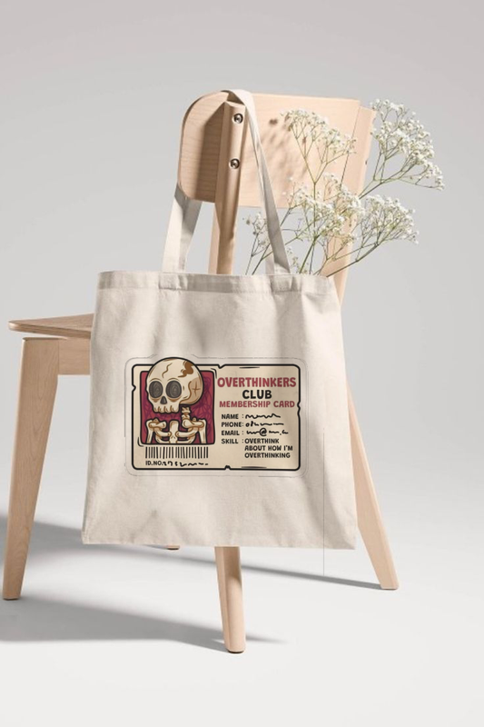 "Overthinker ID Card" Printed Tote Bag