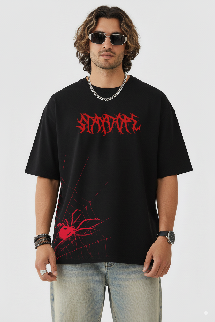 "Red Skullfire" Premium Gothic Oversized Tee