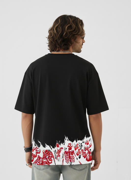 "Red Skullfire" Premium Gothic Oversized Tee