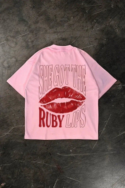 "Ruby Lips"Oversized-Tshirt